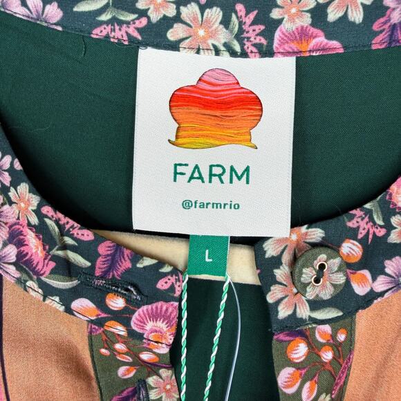 NWT Anthropologie Farm Rio Flowering Garden Tree Belted Puff Sleeve Mini Dress L - Picture 15 of 16